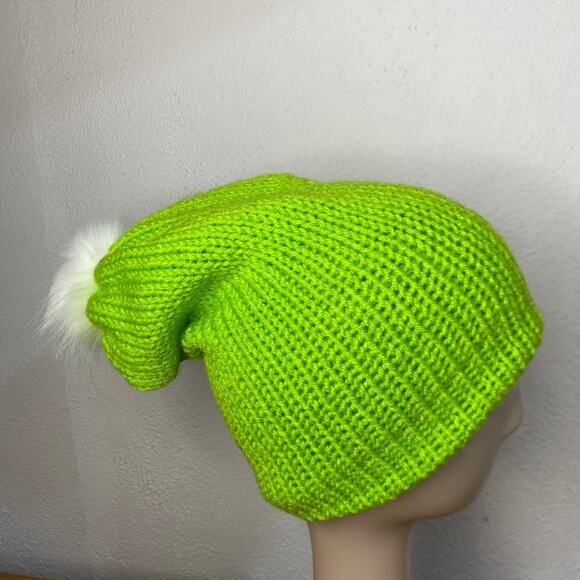 Beanie Hat Adult Green Cuff Boho Slouchy Knitted Winter Ski Handmade Unisex - Picture 8 of 8